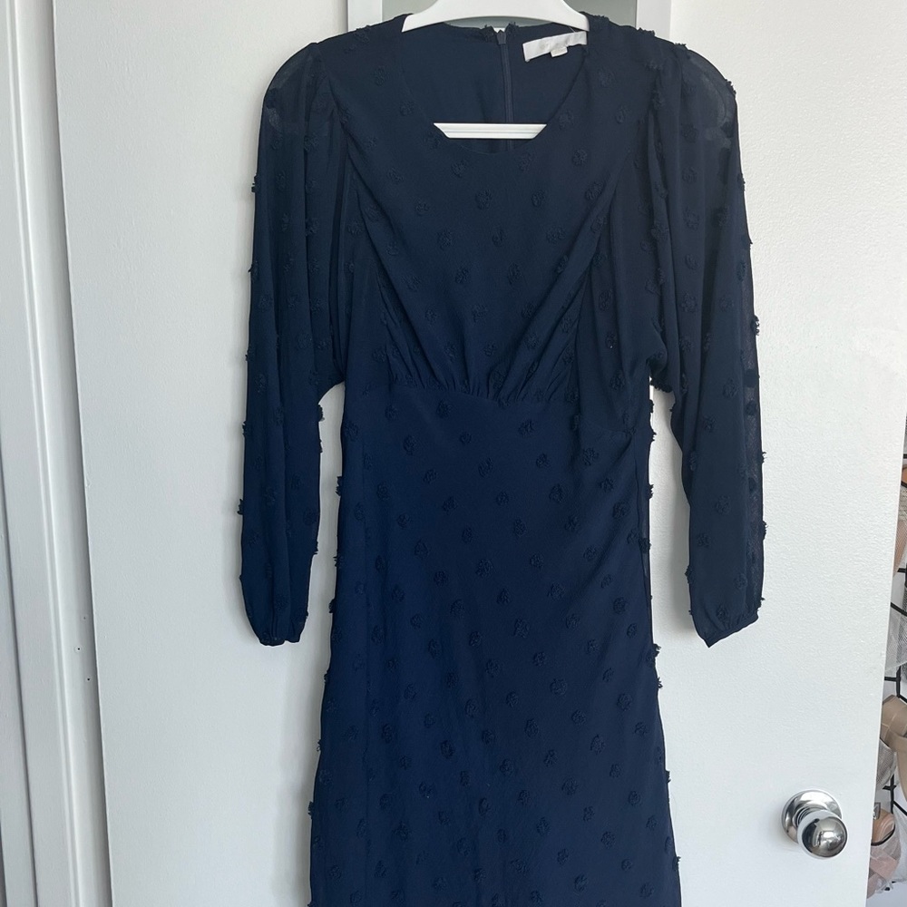 *NWT* adorable dot detail navy anthropologie midi dress